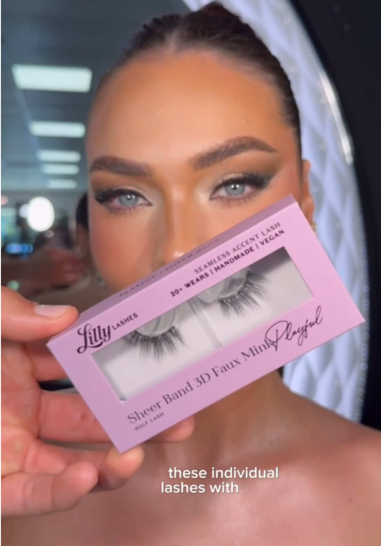 Applying false lashes with @Lilly Lashes My favorite way to amp up my makeup looks is using a lash from #lillylashes in the style “ Playful ” #fyp #makeuptutorial #makeuphack #makeupartist 