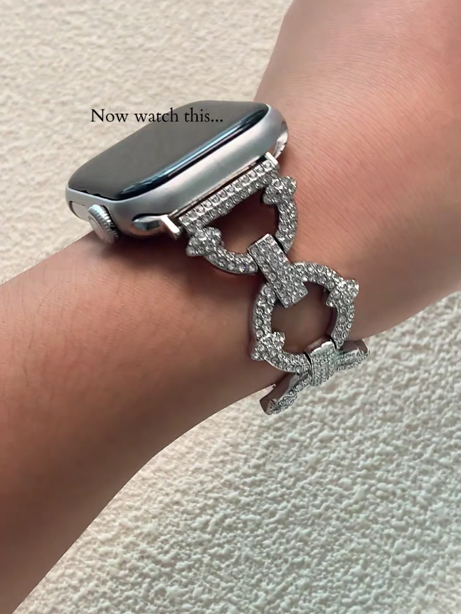 Drenched in crystals. Built to shine.#fyp #SparkleStyle #CrystalWatchBand #GlamUp #JewelryVibes #watchaccessories #watchband 