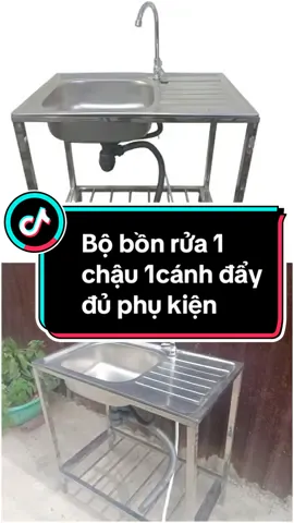 Bộ bồn rửa 1 chậu 1 cánh inox kèm đầy đủ phụ kiên #viral #xuhuong #giadungthongminh.01  #chauruabat #chauruabatinox304 #chauruabat1ho 
