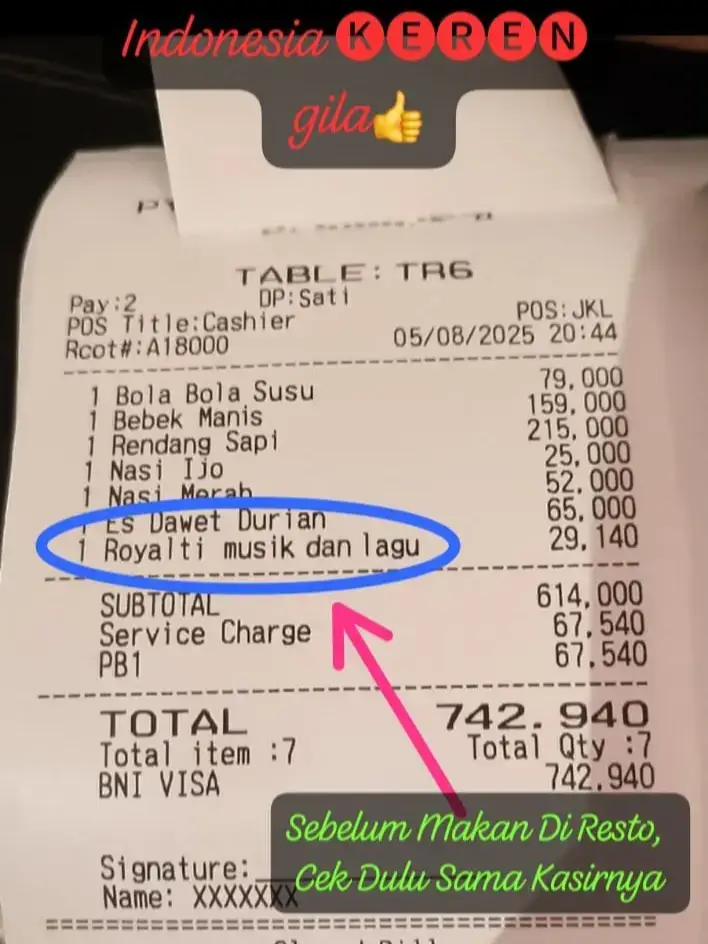 Kalau makan di Resto atau Cafe tanyakan dulu penerapan tambahan Royalti lagu. Ini negeri Konoha yg penuh beban.  Sama hal nya PPN , pihak Cafe dan Restoran beban kan biayanya kepada pelanggan. #hatihati #Cafe #Rumahmakan #royalty #musiklagu 