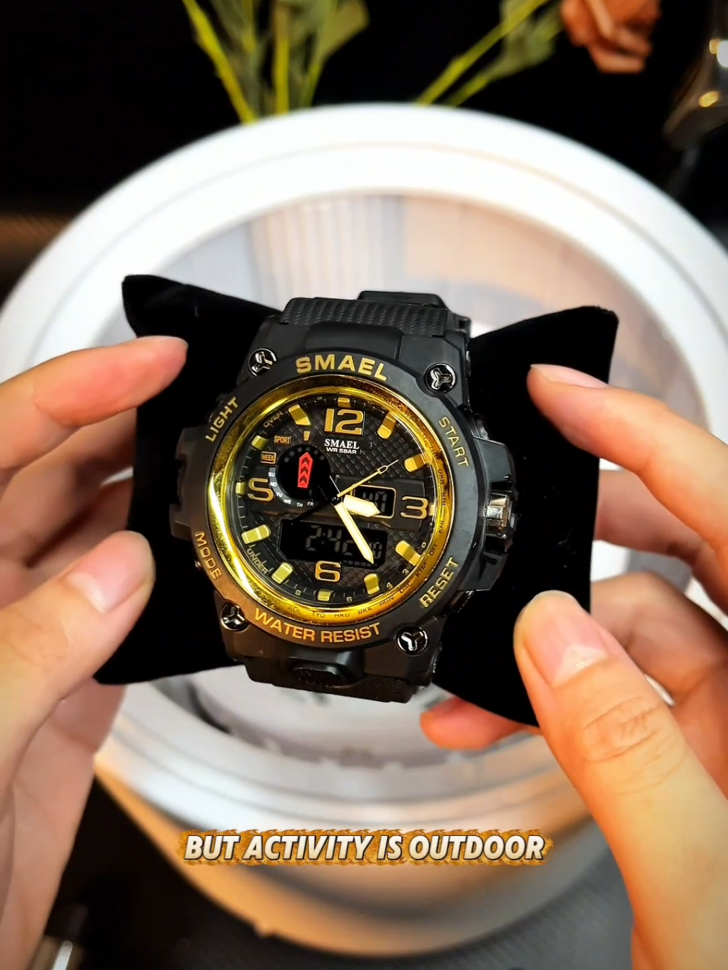 Rekomendasi jam tangan sporty stylish dengan banyak fitur yang keren abizz 🔥🔥🔥 Smael SL1545D hitam gold #tahanair #jamtangan #sports #watch #stylish 