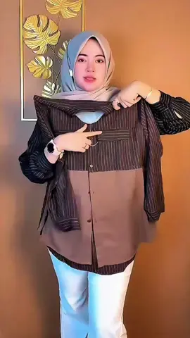 Blouse Kombinasi -Kemeja Blouse Salur Mix Rayon Twill Premium Atasan Wanita #blouse #blousewanita #blouseviral #premium #foryou #trending 