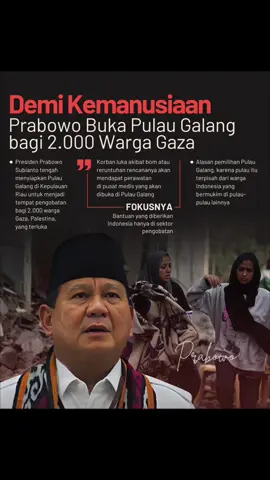 Presiden Prabowo Subianto berencana menyiapkan pusat pengobatan warga Gaza, Palestina yang menjadi korban perang Invasi militer Israel. Rencananya pemerintah akan membawa dan menampung 2.000 warga Gaza yang terluka ke Pulang Galang, Kepulauan Riau. #prabowo #savepalestine #indonesia #merahputih