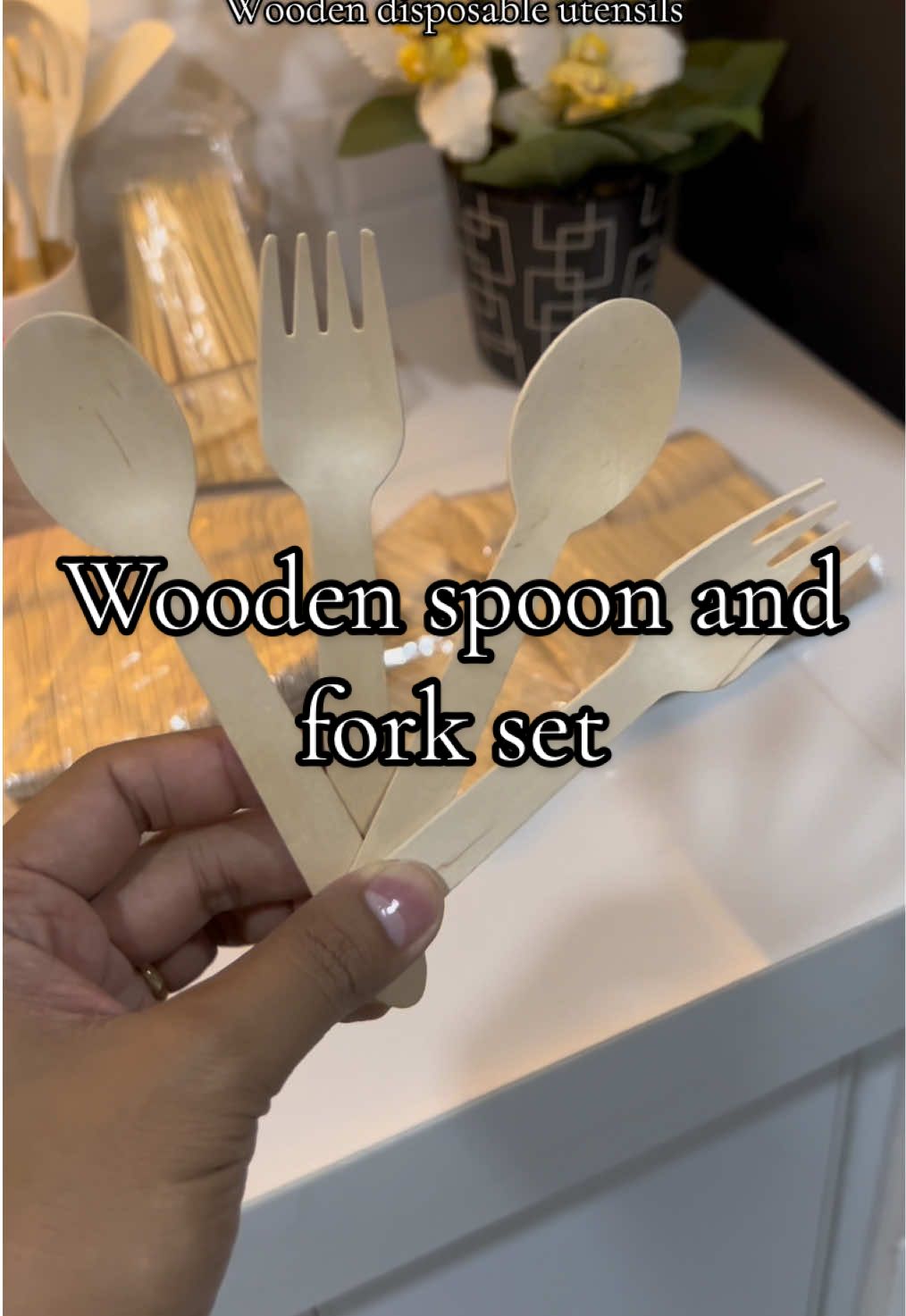 Wooden spoon and fork set #woodenspoon #woodenfork #fyp 