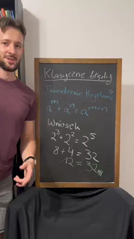 Twierdzenie „Krystiana” - Czy 2² + 2³ = 2⁵? 🤯 #matematyka #algebra #humor                                  📚 Jakub Kwartnik ✨ Odwiedź naszą stronę i ucz się skutecznie: https://matematyczniwirtuozi.pl