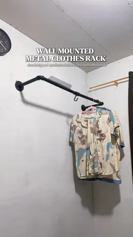 Wall mounted clothing rack/sampayan recommendation— Perfect kung maliit yung space ng kwarto mo.Gawa sa metal Kaya matibay,affordable lang din to kaya checkout na!!✨👗👚👖🧥👔 #wallmountedrack #clothingrack #metalrack #wallclothingrack #sampayan #fyp #trending #viral 
