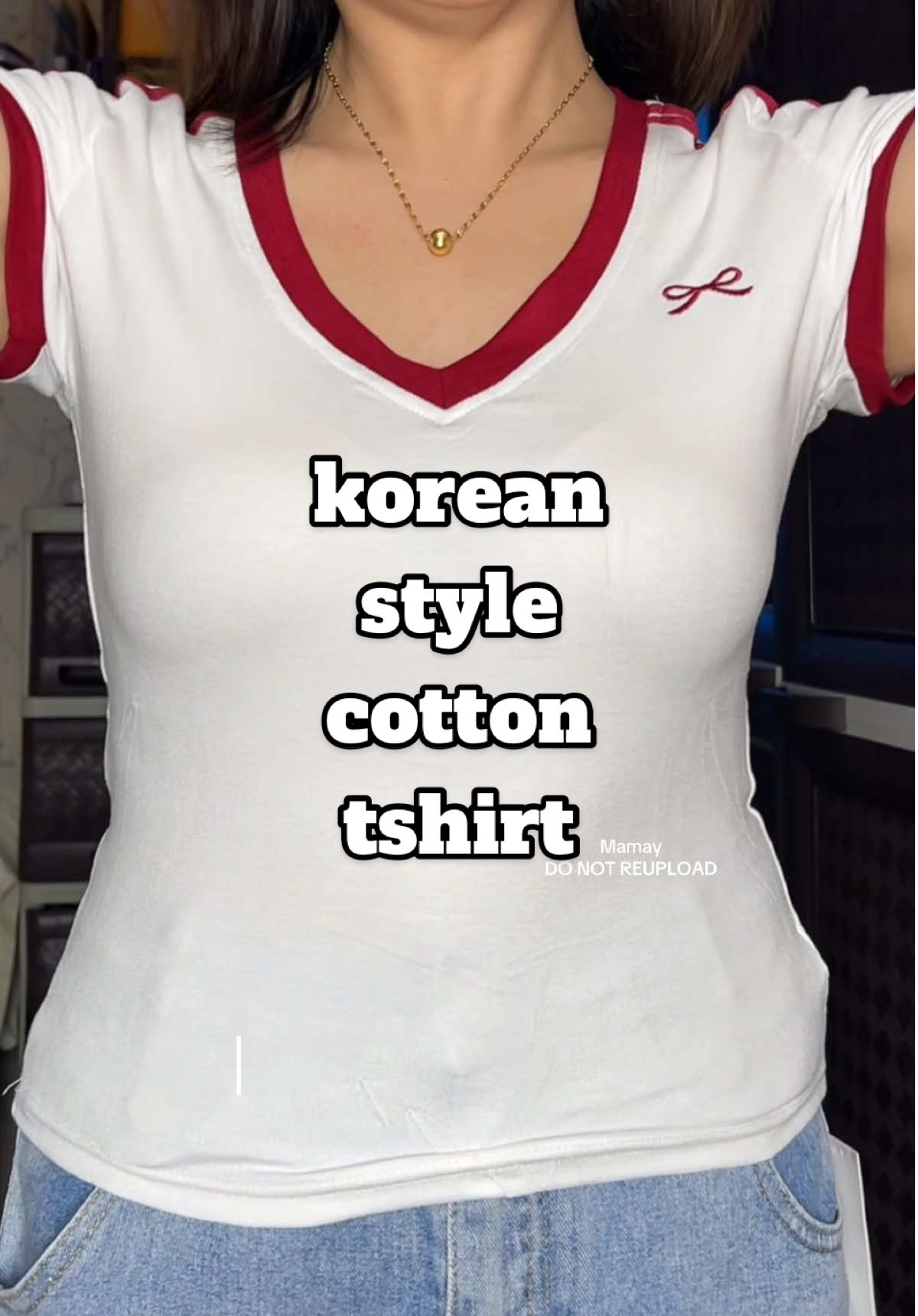 Korean style cotton tshirt #tshirtforwomen #cotton #vneck #topsforwomen #basicshirt 