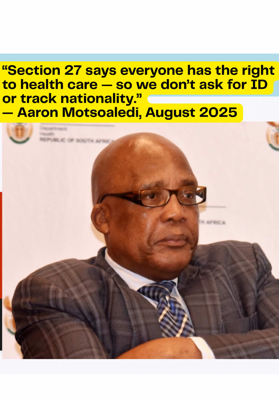 Section 27 says everyone has the right to health care — so we don’t ask for ID or track nationality. Everyone has the right to have access to health care services…”But it does not say: “Government must ignore patient data or planning tools. Section 195 – Duty of Public Administration is being ignored and undermined  📜 Section 195 of the Constitution: “Public administration must be governed by the democratic values and principles enshrined in the Constitution.”You can’t uphold Section 27 if you’re violating Section 195. #southafricatiktok🇿🇦🇿🇦🇿🇦🇿🇦🇿🇦🇿🇦🇿🇦🇿🇦🇿🇦 H#HealthcareCrisisA#AaronMotsoalediV#VusimuziMatlalaO#OrganisedCrimeP#PublicHealthcare 