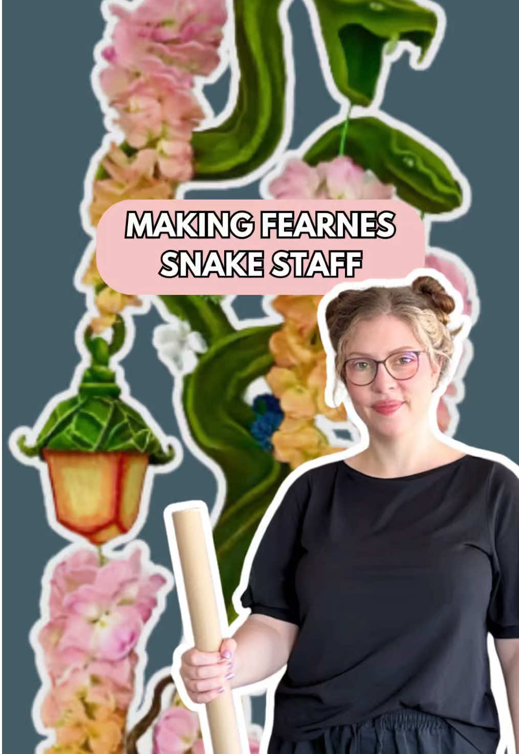 Flowers, snakes and a little glowing lantern 🐍🌿 I had so much fun bringing Fearne Calloway’s staff to life! ✨ #CosplayBuild #CriticalRoleCosplay #FearneCalloway #halloween #Cosplaytutorial #Crafting #PropMaking 