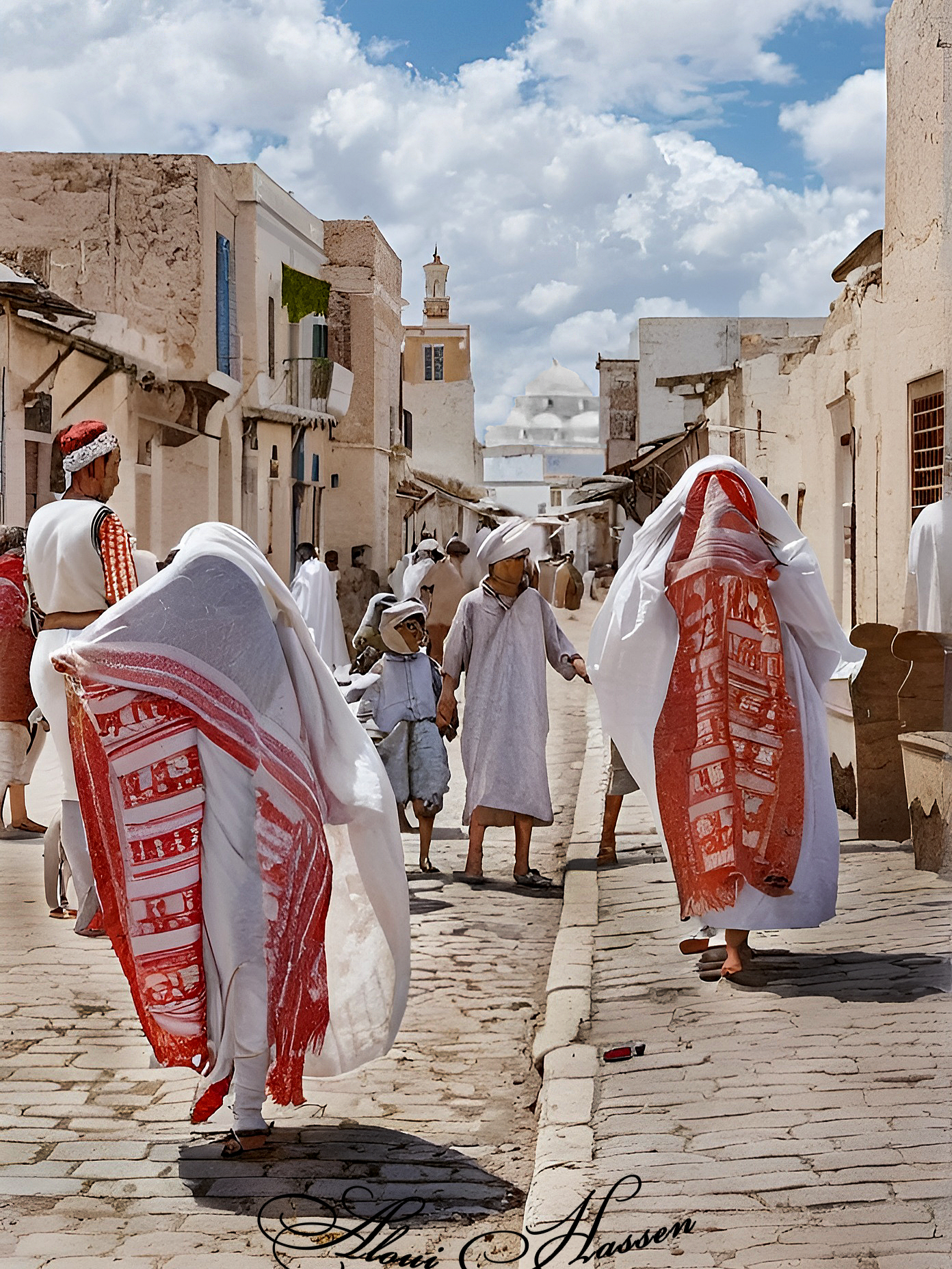 J'ai Colorer une photo de  Femmes Voilées dans Une Rue à Tunis