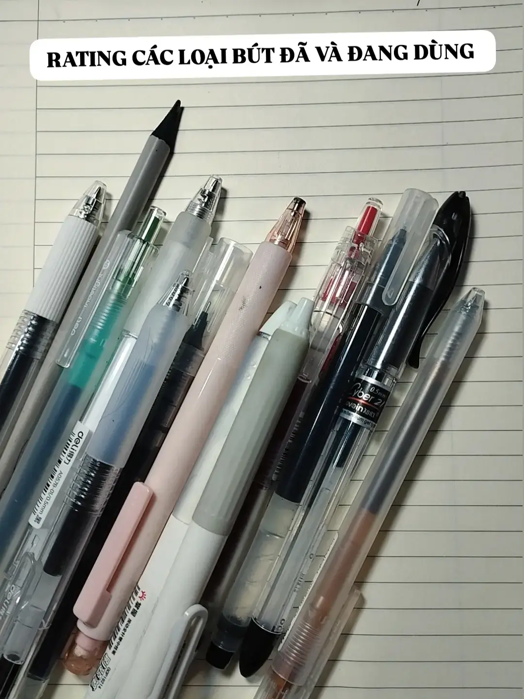 Trong mấy con này rcm nhất A575, với color gel pen của deli, viết êm vcl. Bút chì kim cứ quất kaco cho tui, ae nào có tiền múc hết về mà trải nghiệm cho đã heh #studytok #review #pen #bút 