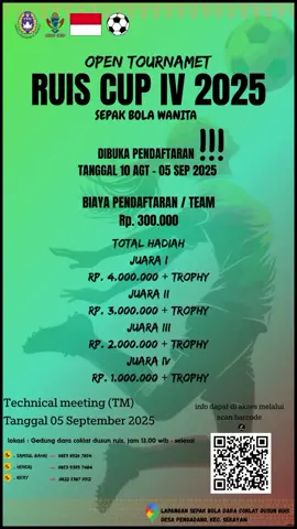 Open turnamen Ruis Cup IV 2025 sepak bola wanita #ruis #sepakbola #sepakbolawanita #turnamen #sekayam #kalimantanbaratpontianak #sanggau #fyp #fyppppppppppppppppppppppp 