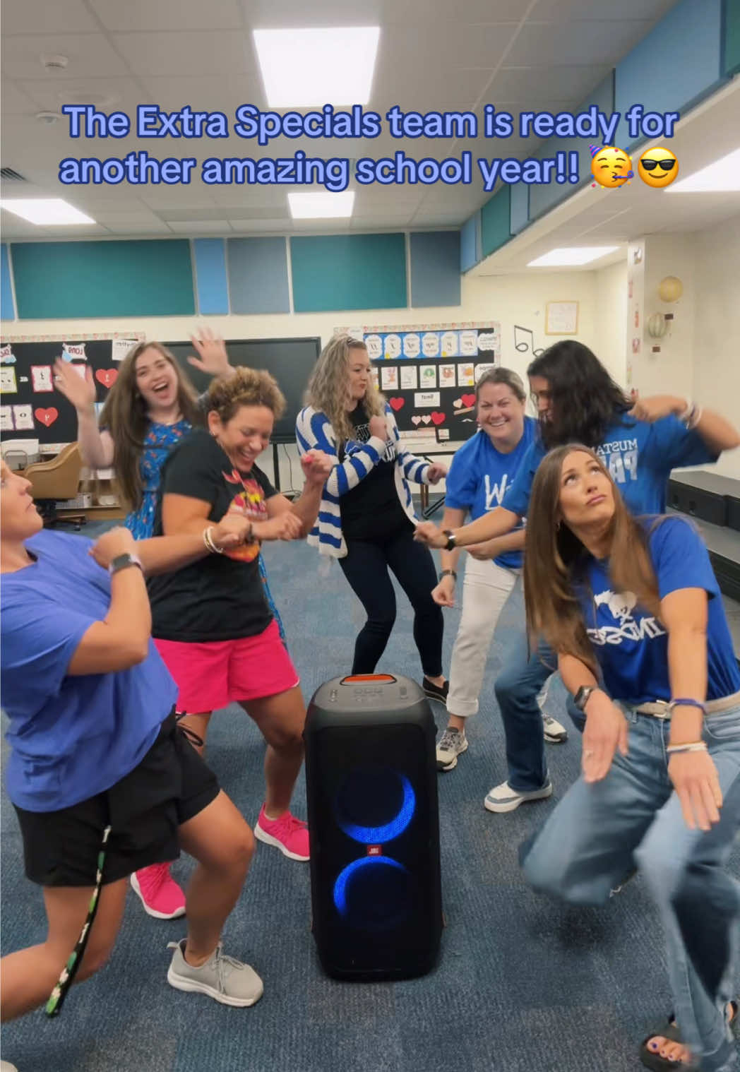 Here’s to the new school year with the extra specials team!! 🥳 #rockpaperscissors #shoooo #teachertok #library #music #pe #art 