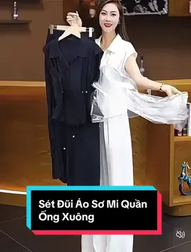 Sét Đũi Áo Sơ Mi Quần Ống Xuông