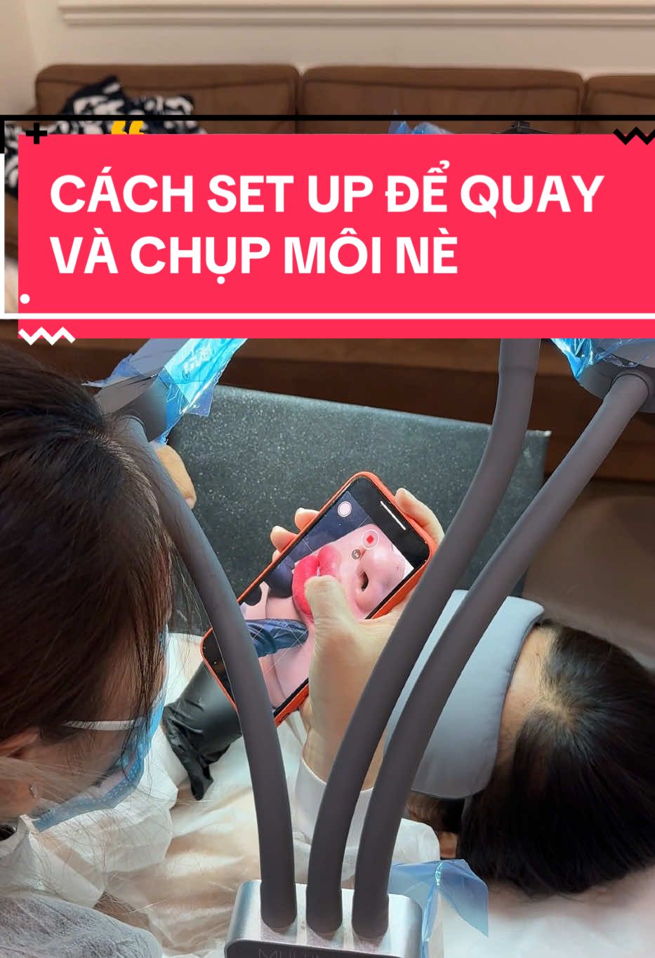 Cách set up khi quay chụp môi 🥰#amyquynhanh #tmvmira #pmu #phunxam 