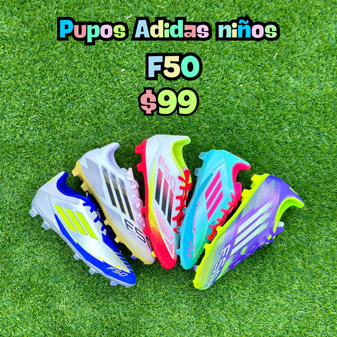 Pupos Adidas F50 League FG. Tallas de niños. Precio OFERTA: $99. ENTREGA INMEDIATA. #adidas #f50 #fútbol #zapatos #pupos #niños #puposdeniño #ecuador 