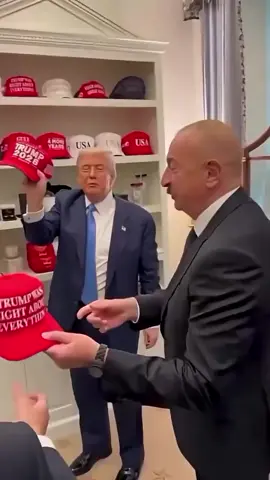 🎩🇺🇸 Just when you thought politics couldn't get any more entertaining, President Trump pulls out his 2028 hat while chatting with the Prime Ministers of Armenia and Azerbaijan! 😂 Gotta love this man! Who else would mix diplomacy with a little flair? Would you vote for him again? Let me know! 👇 #Trump2028 #PoliticalComedy #DiplomacyWithStyle #Vote2024 #MAGA #HatsOffToTrump