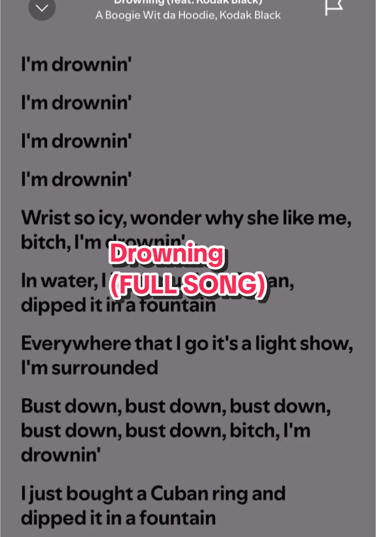 Drowning - (FULL SONG)                           #fullsong #aboogiewitdahoodie #kodakblack #drowning #hiphopmusic #hiphopsong #rapmusic #rapsong #lyrics #lyric #lyricvideo #lyricvideos #lyricsmusic #spotify #spotifylyrics #music #musics #song #songs #fyp #fypシ #Fyp age #fypviral #fyppppppppppppppppppppppp #audio #audios #musicfyp 