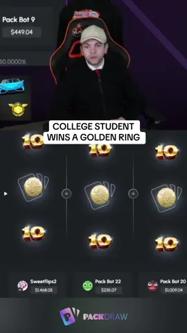 COLLEGE STUDENT WINS A GOLDEN RING #kickstreaming 