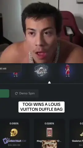TOGI WINS A LOUIS VUITTON DUFFLE BAG #kickstreaming 