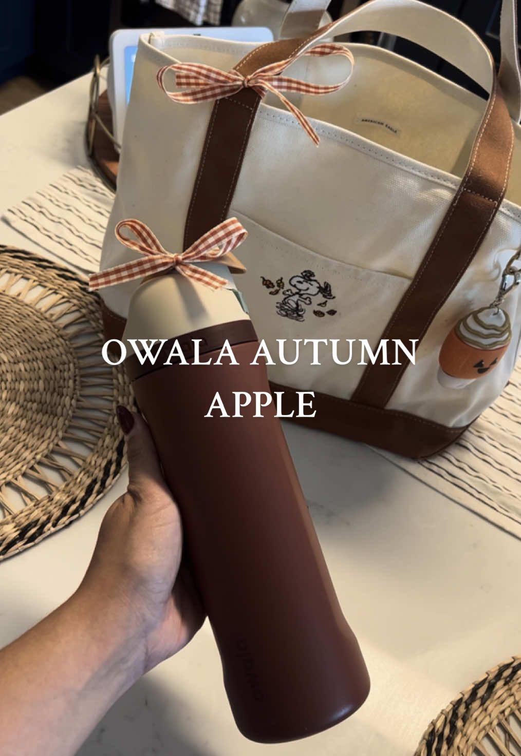Owala Autumn Apple Bottle 🍂🤎 @target  People wanted a close up of my water bottle. I added the cute ribbon as well.  #fall #fallaesthetic #fallseason #cozyaesthetic #fy #fyp #owalawaterbottle #owala #fallvibes #autumnvibes #autumnaesthetic #falltok 