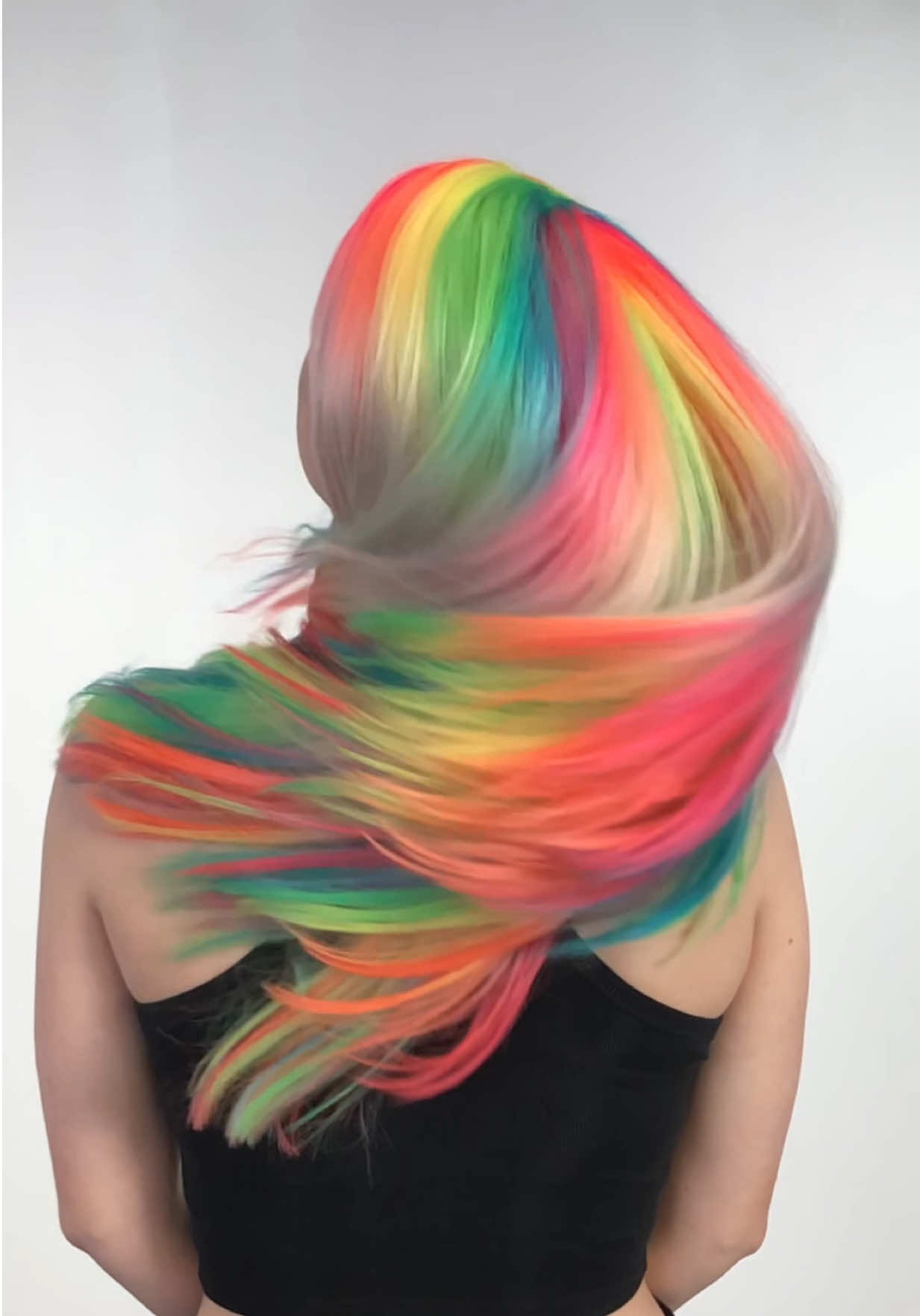 It can glow in black light too 🫨🥰 #creativehaircolor #dyedhair #rainbowhair #hairresults #hairstyle #vibranthaircolor #trendinghair #blacklightart #hairtok #hairtiktok #fantasyhaircolor #hairtrends #hairstylistsoftiktok 