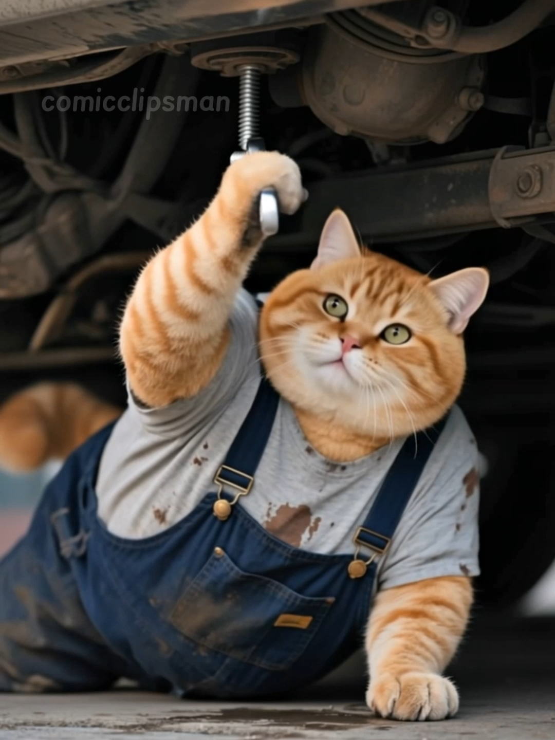When a Fat Orange Cat Becomes a Car Mechanic  #KittenCuteness #CatMood #sassycat#CatPerson #PetTok #CatLife#FelineFrenzy #Aicat #kitten  #Cartoon#Fatorangecat#cutecat