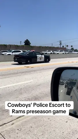 nothing like some LA traffic 😅#Cowboys police escort through Los Angeles on the way to their preseason opener against the Rams #nfl 