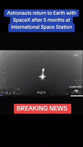 Astronauts return to Earth with SpaceX after 5 months at International Space Station   #CapCut #nasa #astronauts #spacex #internationalspacestation #newsupdate #breakingnews @Daily Mail @CNN @Fox News @ABC News @ABC7LA @abc7chicago 