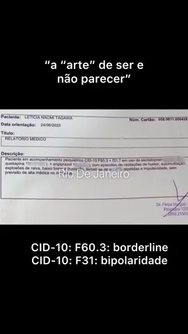 bom como muitos já sabem vou começar a postar vídeos informativo falando sobre o borderline e tentar a ajudar pessoas q tbm sofre com isso. Então como o MÍNIMO e o BÁSICO quando vai falar e postar sobre de algo sério é mostrar o laudo, está aí! fiz em uma forma de trend pra n parecer muito pesado:/ e SIM vc pode e DEVE cobrar o laudo de quem diz ter, isso é mais doq necessário. façam perguntas sobre pra mim responder em vídeo:) espero mudar a visao de mt gnt sobre o transtorno .  #fy #tpb #border #foryou 