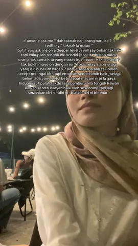 bukan rezeki kita lagi untuk rasa bahagia dengan seseorang , ada orang yang maybe dengan partner baru dia bahagia , ada orang kalau dengan kawan dia bahagia and ada juga orang yang sendiri lagi bahagia . kebahagiaan tu bila bila je boleh ada . if semua orang nampak kita happy je baguslah , that mean kita berjaya sorokkan apa yang kita hadap . but untuk suruh bukak hati balik tu fikir lah beribu kali tetap susah . #fyp 