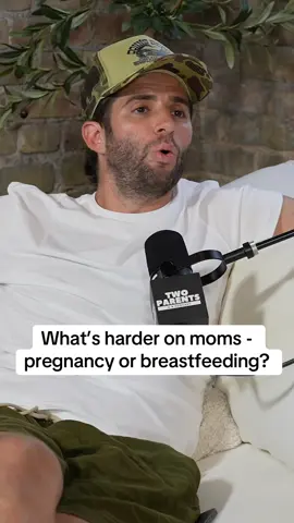 Breastfeeding was definitely harder than I ever expected!!! New moms, which stage was more difficult for you? 👇 #twoparentsandapod #podcast #newmom #pregnancy #breastfeeding 