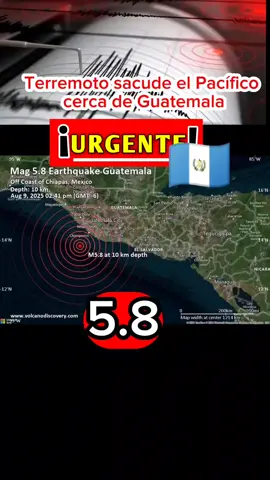 Terremoto de magnitud 6.0 sacude el Pacífico cerca de Guatemala Un fuerte sismo de magnitud 6.0 se registró este sábado 9 de agosto de 2025 a las 14:40 hora local, a 101 km de la costa de Guatemala, en el Océano Pacífico Norte. El temblor ocurrió a solo 10 km de profundidad, lo que hizo que se sintiera con mayor intensidad en las zonas cercanas al epicentro. Numerosas personas reportaron haber sentido el movimiento telúrico. 🚨 Se recomienda a la población mantenerse informada a través de fuentes oficiales y seguir las indicaciones de protección civil. #TerremotoGuatemala #SismoHoy #Guatemala2025 #TemblorPacífico