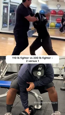 110 lb fighter vs 200 lb fighter - 2 versus 1 #gymmotivation #Fitness #gymworkout #workout