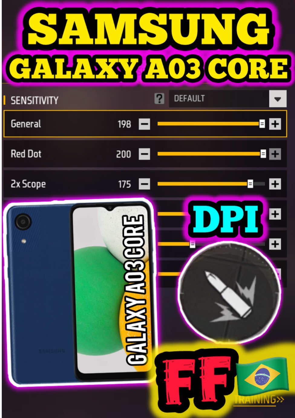 Brazil Aimbot Sensitivity for Galaxy A03 Core Samsung🇧🇷 Headshot One Tap Sensitivity⚙️❤️‍🩹 #freefire  . . . . . . . . . . . . . . #free_fire #freefiremobile #ff #freefirebrasil #hackerff #galaxya03 