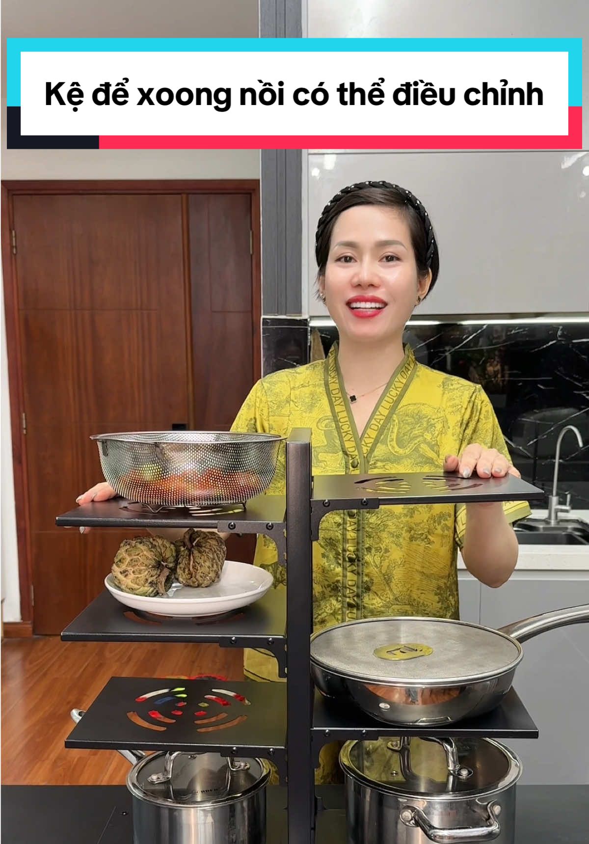 Kệ để xoong nồi nhiều tầng, có thể điều chỉnh kệ để đồ nhà bếp #Cindythuytichcuc