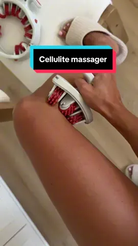 I put some body oil on so it doesn’t feel as rough on the skin!! #cellulitemassage #cellulite #massager #bodycare #lymphaticdrainage 