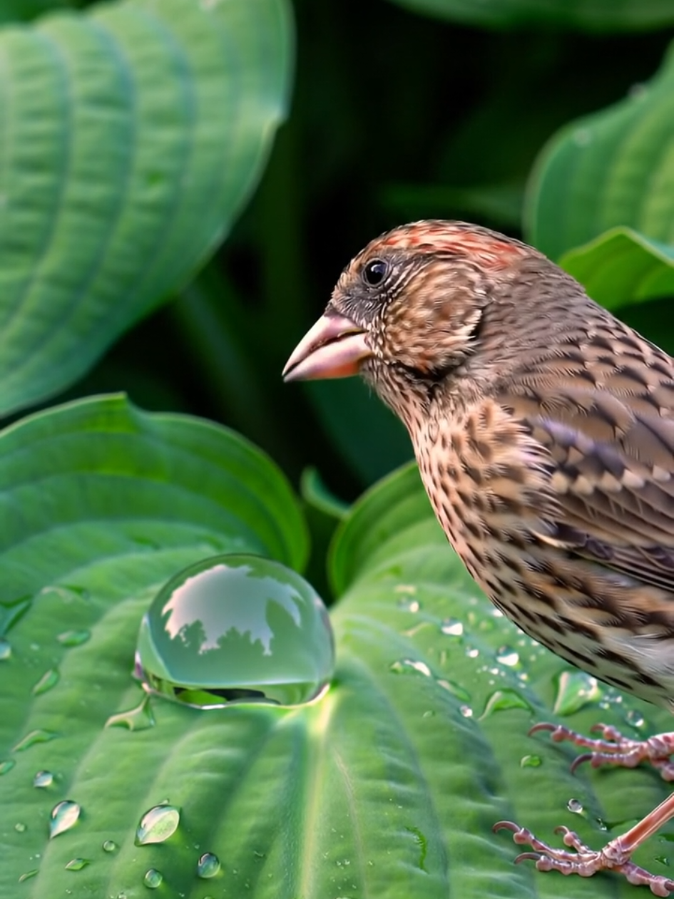 🌿💧🐦 “A Sip from Nature’s Jewel” 🐦☀️✨ Early in the morning, when the forest is still wrapped in quiet mist, sunlight begins to filter through the canopy, spilling golden light onto the leaves below. On one broad green leaf, a single drop of water rests, perfectly round, glistening like a crystal. It’s the remnant of last night’s gentle rain, holding inside it a tiny reflection of the world. A small bird, feathers soft and shimmering, flutters down onto a nearby branch. It tilts its head, noticing the sparkling droplet. Slowly, it hops closer, each movement deliberate and careful so as not to disturb this delicate jewel of water. Perched just above the leaf, the bird lowers its beak toward the droplet. The surface trembles ever so slightly, catching the sunlight in a thousand tiny rainbows. The bird leans in and touches the droplet with the very tip of its beak. A ripple moves through the sphere of water, breaking its perfect reflection for just a moment. The drink is small, but refreshing — pure water, untouched and clear. The bird pauses, as if savoring the cool taste, then dips its beak again. The droplet shrinks a little, yet still clings to the smooth surface of the leaf, resisting gravity. Around them, the forest remains peaceful. A faint breeze stirs the branches, sending soft shadows dancing across the green backdrop. The moment feels suspended in time — just a bird, a leaf, and a single bead of water, all bathed in warm morning light. This simple act, so ordinary yet so beautiful, is a quiet reminder of the intricate ways life depends on small gifts from nature. To the bird, the droplet is a source of life; to us, it’s a tiny work of art, shaped by rain, leaf, and light. When the bird has finished drinking, it pauses for a heartbeat, then flutters away into the trees, leaving the leaf swaying gently in its absence. The last glimmer of water rolls slowly down the edge and disappears into the earth below. It’s a fleeting moment, but one that feels endless in memory — a sip of water from nature’s own jewel. --- #NatureMagic #BirdWatching #PeacefulNature #WildlifeBeauty #MorningVibes