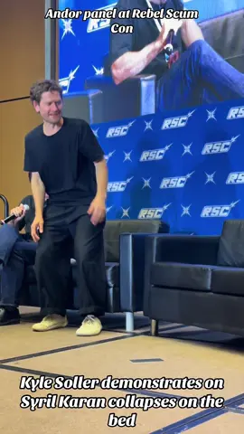 Kyle Soller demonstrates how Syril Karan collapses on the bed in Andor @rebelscumcon #starwars #starwarsfan #starwarstiktok #starwarsfyp #rebelscumcon 