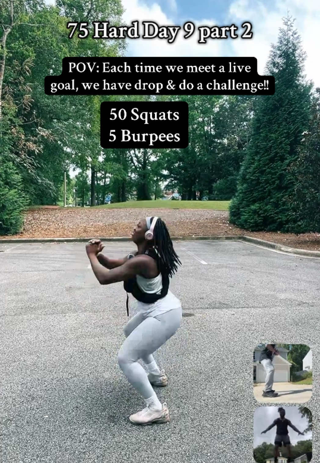 75 Hard Day 9 Part 2 workout ✨Hit a live goal🟰Challenge✨ Our team full of BIGG Steppers 💪🏾💪🏾  Squats, Burpees, Pushups.. It’s whatever 💪🏾 @One_Shot_Wizzle @Coronda6 @Kingbolden84 @Her_Fit_Content💋  #fitnessmotivation #75hard #discipline #75hardjourney 