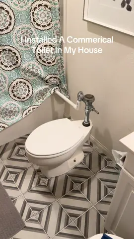 Installed A Commerical/Flushometer Toilet In My Bathroom! Looks kinda weird but it is very cool, for experimental purposes only. #toilet #toiletflush #toiletsflushing #flushometer #sloan #fyp #plumbing #aftplumbing 