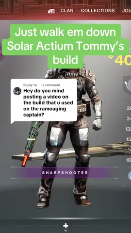 Replying to @️ here’s just the simple shoot titan build, hope you enjoy.  Hope you have a great day, and full video coming soon. #destiny2 #goobus #edgeoffate #destiny2build #tommysmatchbook 