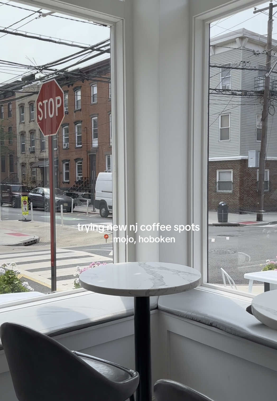 their window seating was the best part for me 🥰  #njcoffee #coffeeshop #hoboken 