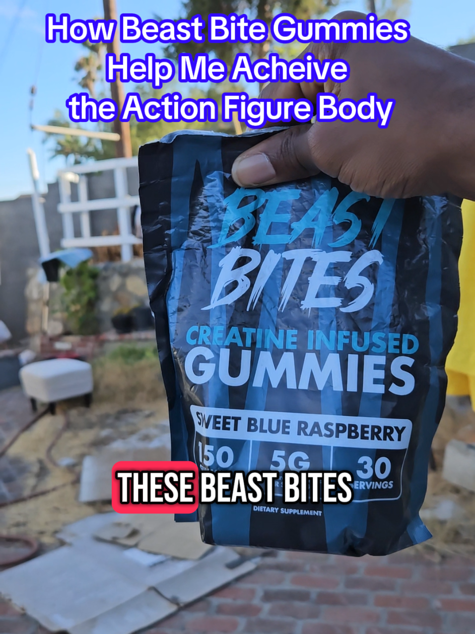 Step into the future and stop using powders in your water bottles and shaking them up. They're clumpy, they spill and they taste like growl. Beast bite creatine gummies are here to save your games. This is a sweet blue raspberry flavor taste like candy hits like creatine with 5 g of creatine per serving. You get real strength and real recovery real results.  A 100 and.  50 gummies per bag vegan gluten. Free fda approve only 55 Calories per serving. No blow, no bs. Make sure you're drinking between 4 to 5 l of water per day and try them after you've already ate in a meal or with your meal. If you're serious about strength energy or bouncing back faster after workouts, this is the best way to stay on track. Click the orange TikTok shop cart in the bottom. Left corner and grab yours before they sell out. #tiktokshop #tiktokshopaffiliate #tiktokshopfinds  #beastbites #creatinegummies #creatine #workouthumor #fitnesshumor #workout #mensfitness #fitnesssupplements   #scoobyrawgameshow 