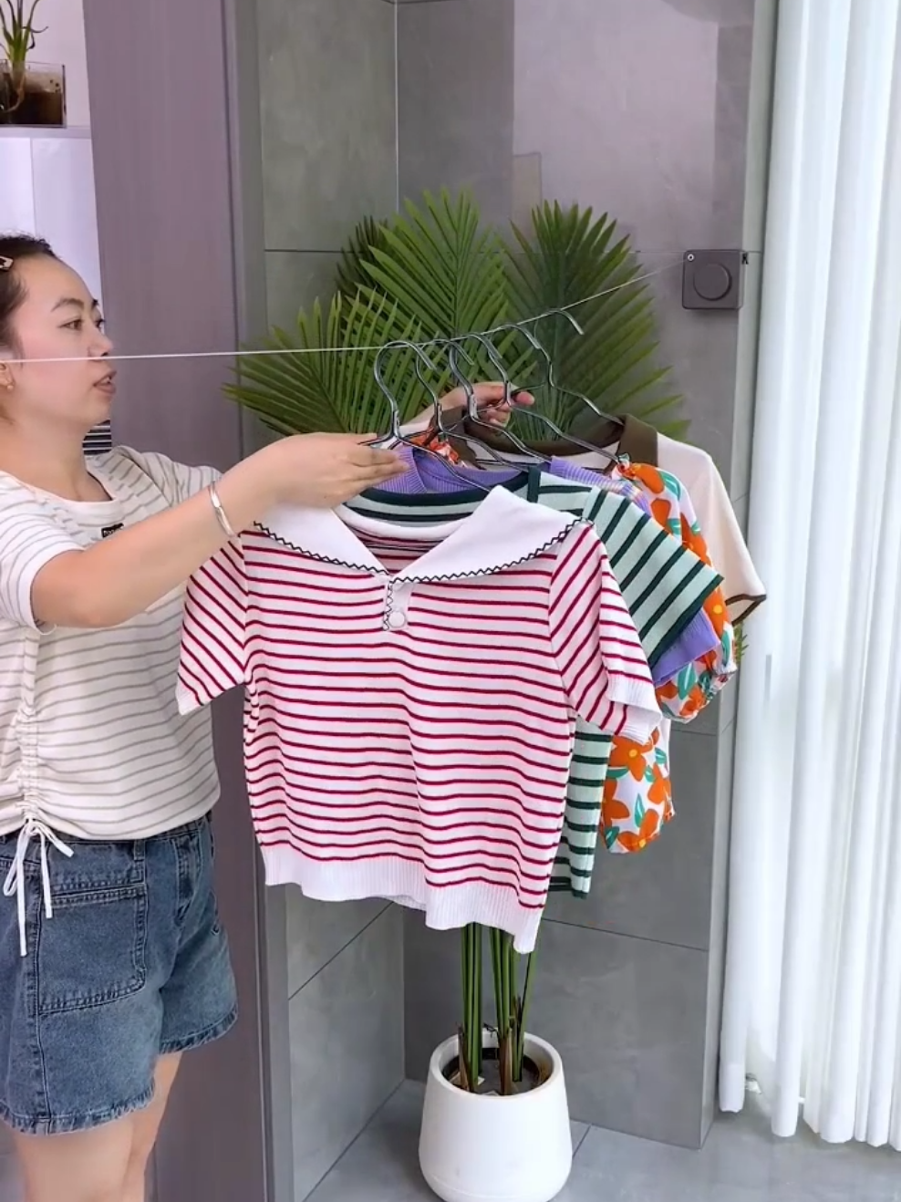 Nhà thiếu không gian phơi đồ thì nên biết dây phơi này #dogiadung #giadungtienich #xuhuong 