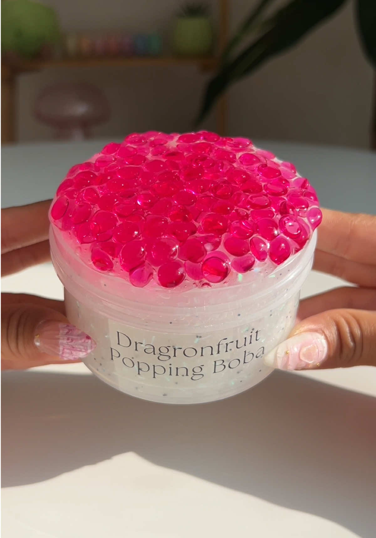 scented lychee jelly & dragonfruit 🥝🍓🫐 currently in stock at macaronsslime.com :)  #slime #slimeasmr #dragonfruit #poppingboba #bubbletea 