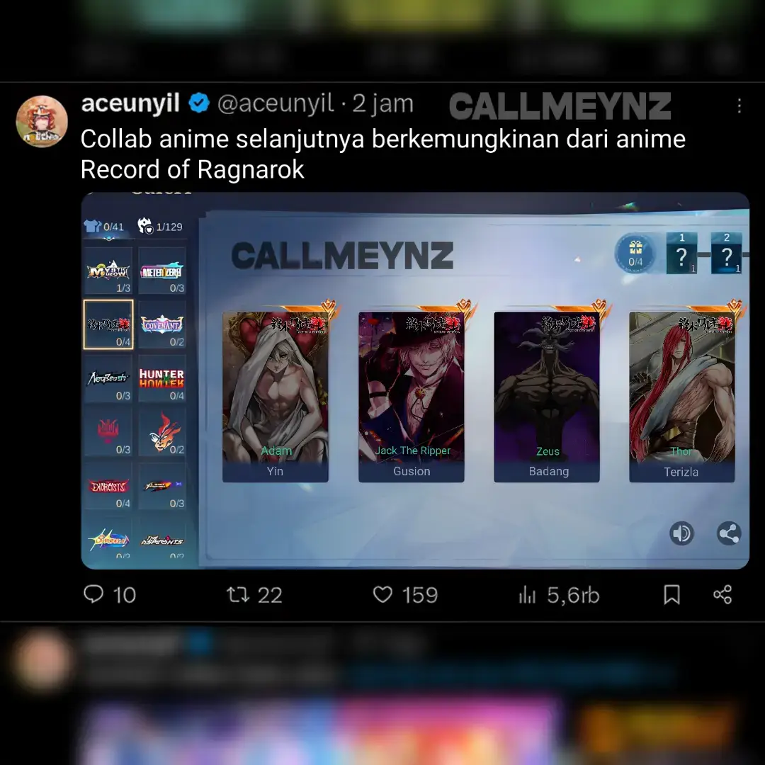 Those who agree to make this collab, please help make it more popular and tag Moonton, this is just pure fanart/editing from me #fyp #fy #fypage #foryou #foryoupage #recordofragnarok #fanart #shuumatsunovalkyrie #mobilelegends #mobilelegendsbangbang