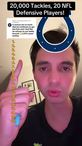 Replying to @George Greer IV 20,000 Tackles, 20 NFL Defensive Players! #nfl #NFLPlayoffs #nfldraft #nflfootball #nfltiktok #nfltok #nflfyp #nflmemes #football #footballtiktok #footballtok #americanfootball 