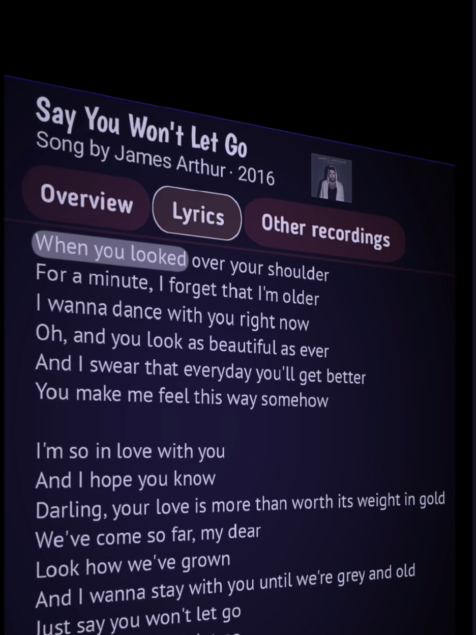 Say You Won't Let Go 🤗🎧 #lyrics #lyricsvideo #lyricsmusic #song #music #sayyouwontletgo #jamesarthur #fypforyoupage #fypforyou #lirickoss 