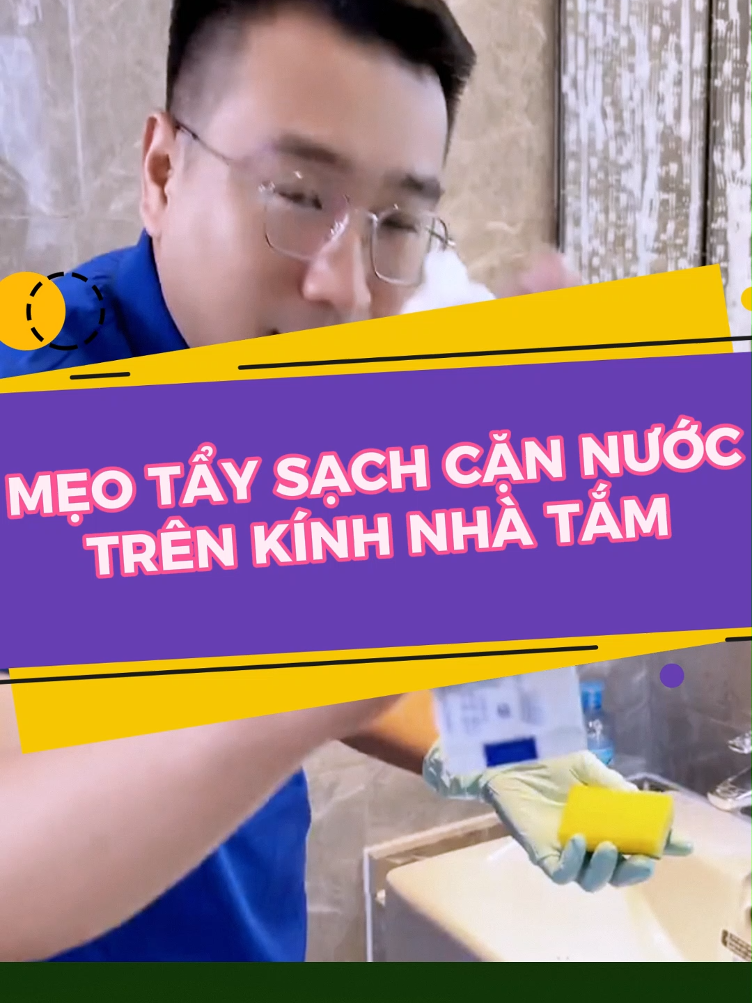 Mẹo tẩy sạch cặn nước trên kính nhà tắm #viral #meohaymoingay #meovat #meovatcuocsong #vesinhnhacua #vesinhnhatam